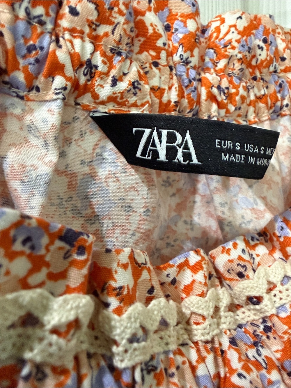 Zara Orange Floral Off-Shoulder Crop Top - Picture 2 of 11